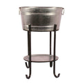 Silver Beverage Tub with Serving Tray on Stand